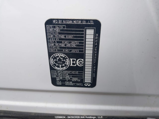 Продаж на аукціоні авто 2019 Infiniti Qx50 Essential/pure, vin: 3PCAJ5M32KF142163, номер лоту: 12596634