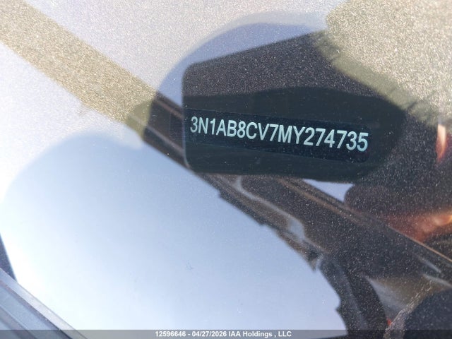 2021 Nissan Sentra Sv მანქანა იყიდება აუქციონზე, vin: 3N1AB8CV7MY274735, აუქციონის ნომერი: 12596646