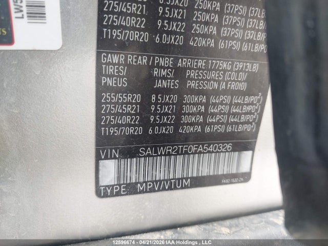 SALWR2TF0FA540326 Land Rover Range Rover Sport Sc
