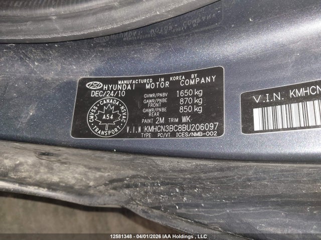 Продажа на аукционе авто 2011 Hyundai Accent, vin: KMHCN3BC8BU206097, номер лота: 12581348