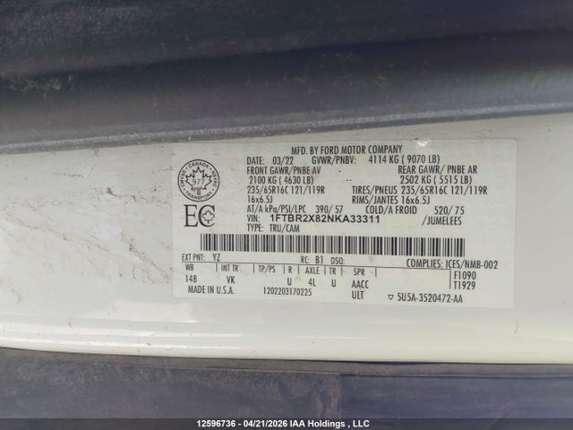 1FTBR2X82NKA33311 Ford Transit T-250