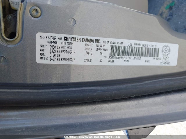 12579459 :رقم المزاد ، 2C4RDGBG0DR701213 vin ، 2013 Dodge Grand Caravan Se/sxt مزاد بيع