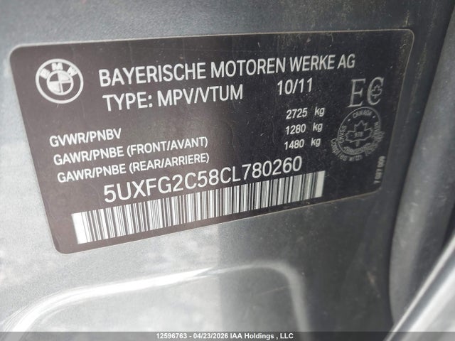 Aukcja sprzedaży 2012 Bmw X6 35i, vin: 5UXFG2C58CL780260, numer aukcji: 12596763