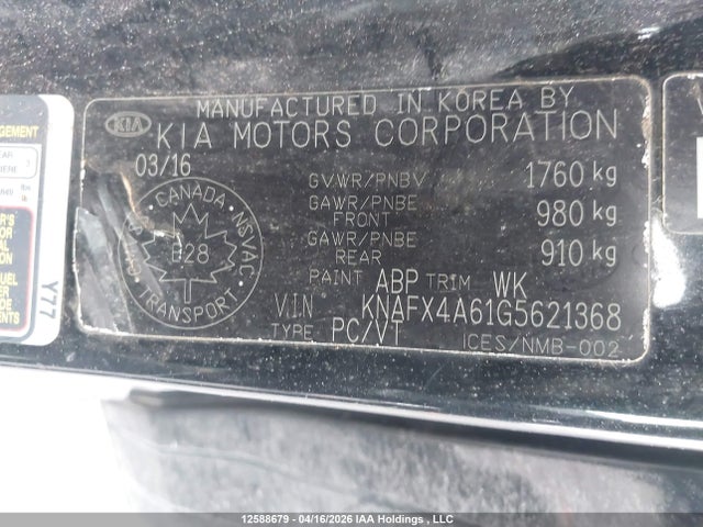 Продажа на аукционе авто 2016 Kia Forte 1.8l Lx/1.8l Lx+, vin: KNAFX4A61G5621368, номер лота: 12588679