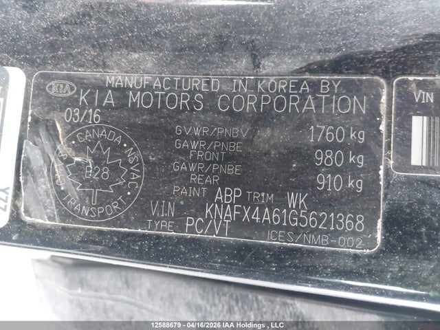 Продажа на аукционе авто 2016 Kia Forte 1.8l Lx/1.8l Lx+, vin: KNAFX4A61G5621368, номер лота: 12588679
