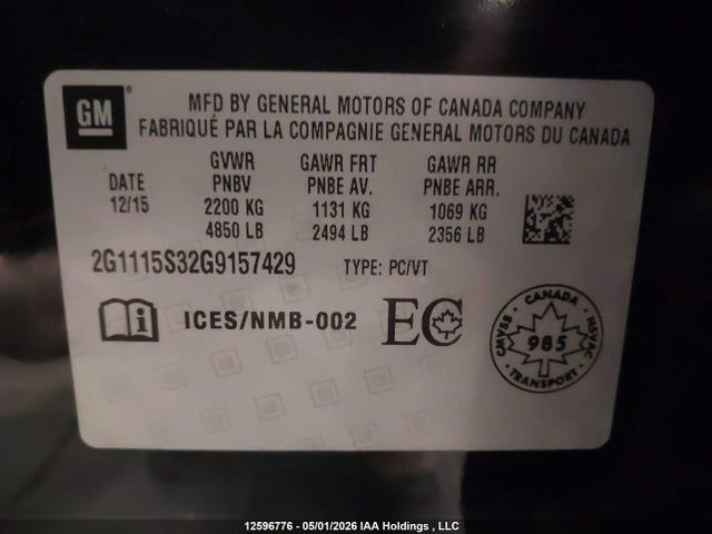 Chevrolet IMPALA LT 2016 2G1115S32G9157429 Image 18