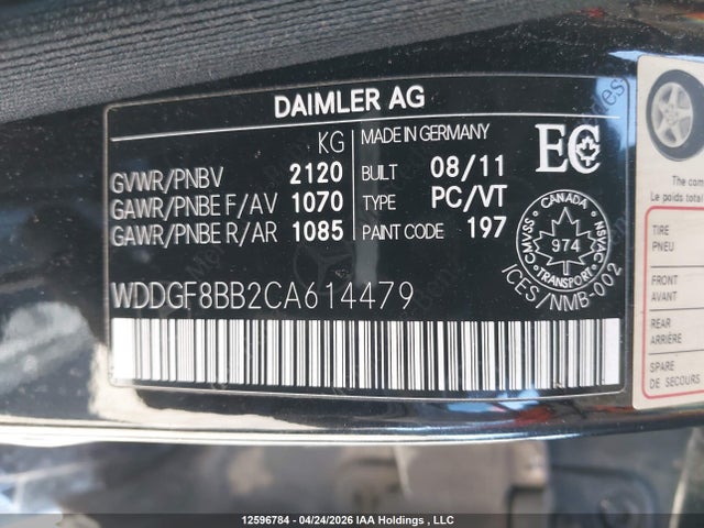 Aukcja sprzedaży 2012 Mercedes-benz C 300 4matic, vin: WDDGF8BB2CA614479, numer aukcji: 12596784