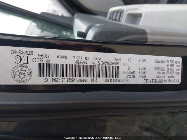 12596867 :رقم المزاد ، 1J8GN28K08W208172 vin ، 2008 Jeep Liberty Sport مزاد بيع