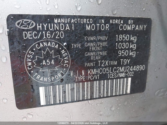 Aukcja sprzedaży 2021 Hyundai Ioniq Hybrid Ultimate, vin: KMHC05LC2MU244890, numer aukcji: 12596870