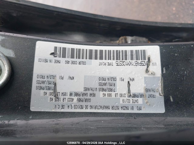 Aukcja sprzedaży 2019 Mazda 3, vin: 3MZBPAB71KM102375, numer aukcji: 12596878