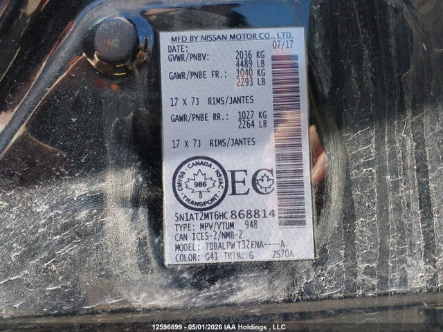 5N1AT2MT6HC868814 Nissan Rogue