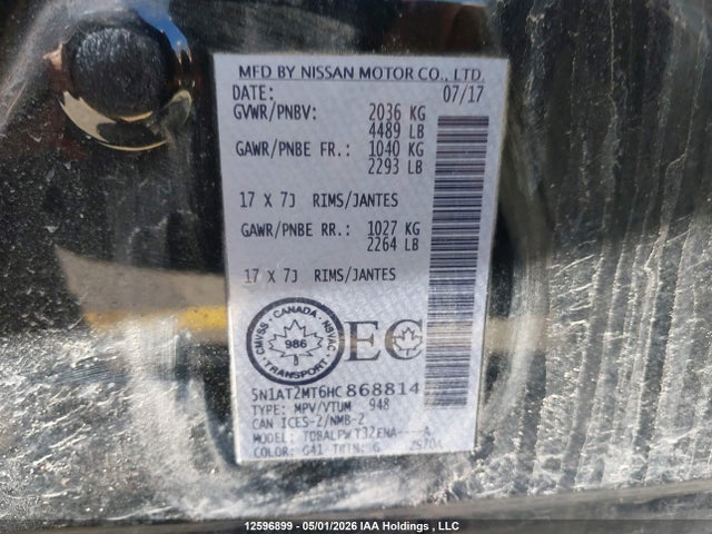 5N1AT2MT6HC868814 Nissan Rogue