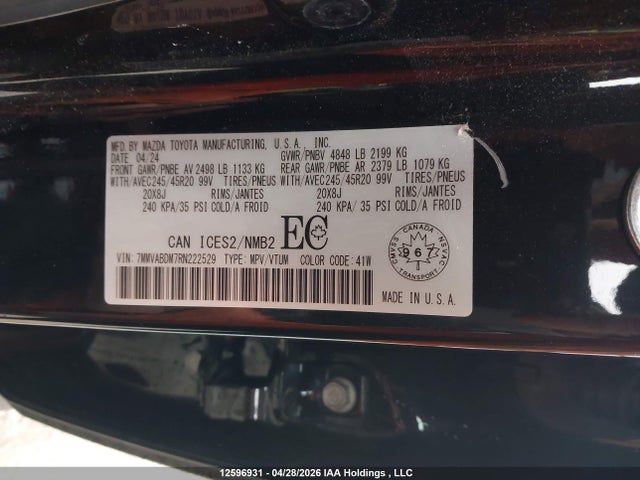 12596931 :رقم المزاد ، 7MMVABDM7RN222529 vin ، 2024 Mazda Cx-50 Gt مزاد بيع