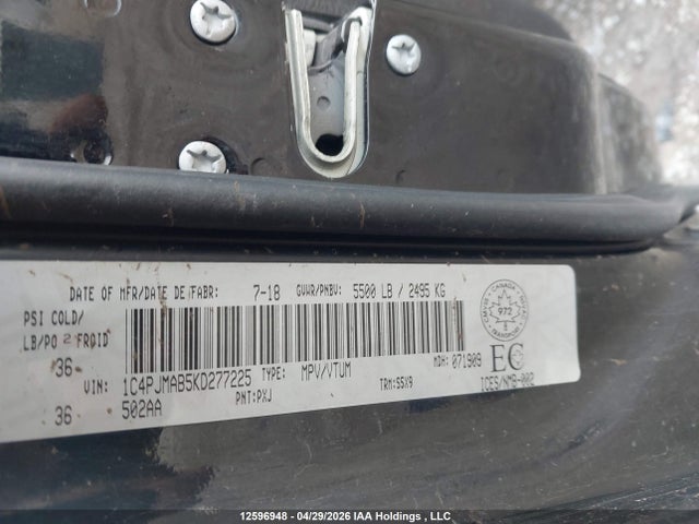 12596948 :رقم المزاد ، 1C4PJMAB5KD277225 vin ، 2019 Jeep Cherokee Sport مزاد بيع