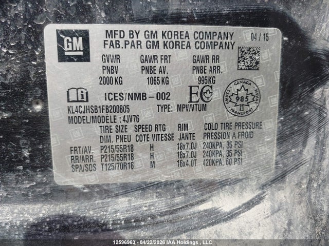 Buick Encore 2015 KL4CJHSB1FB200805 Image 9