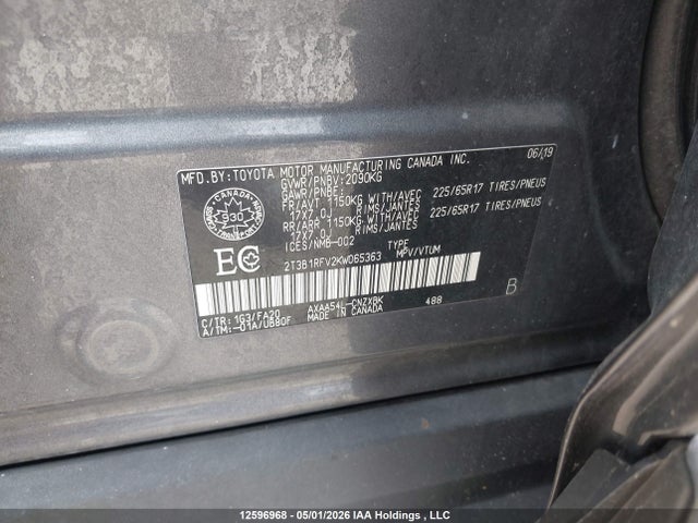 Aukcja sprzedaży 2019 Toyota Rav4 Le, vin: 2T3B1RFV2KW065363, numer aukcji: 12596968