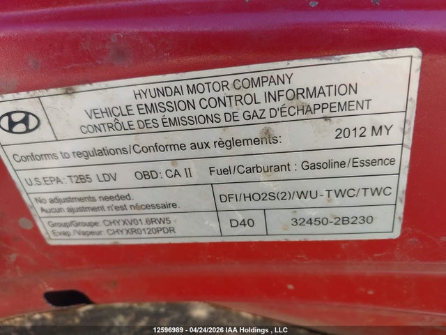 Продаж на аукціоні авто 2012 Hyundai Accent Gls/gs, vin: KMHCT5AE3CU001566, номер лоту: 12596989