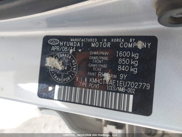 KMHCT4AE1EU702779 Hyundai Accent Gls/gs