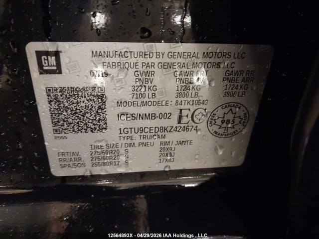 1GTU9CED8KZ424674 GMC Sierra 1500 Elevation