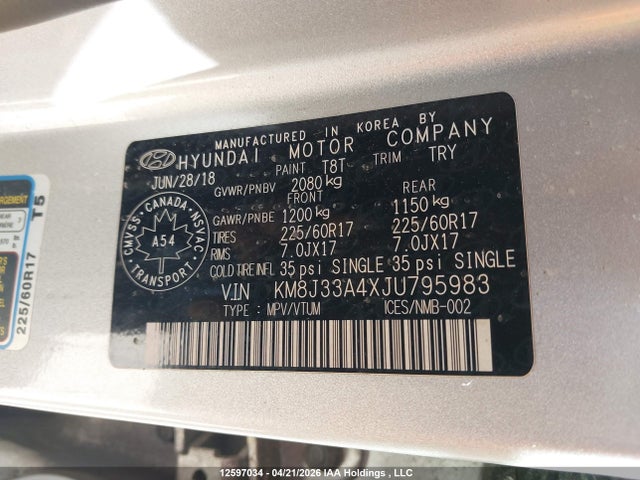 KM8J33A4XJU795983 Hyundai Tucson Se 2.0l