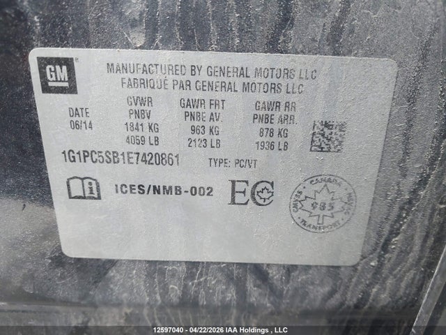 1G1PC5SB1E7420861 Chevrolet Cruze