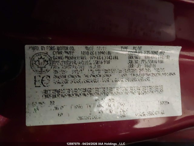 12597079 :رقم المزاد ، 1FADP3K29DL101495 vin ، 2013 Ford Focus Se مزاد بيع