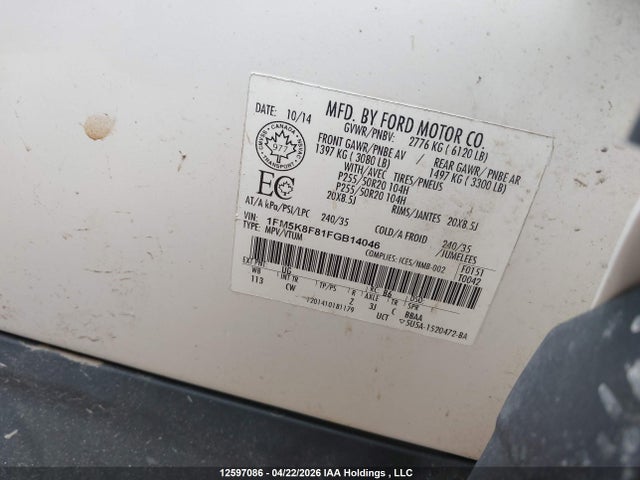 1FM5K8F81FGB14046 Ford Explorer Limited