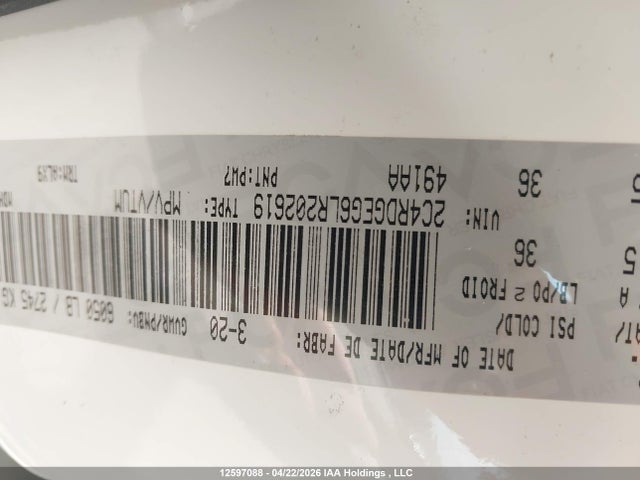 Aukcja sprzedaży 2020 Dodge Grand Caravan Gt, vin: 2C4RDGEG6LR202619, numer aukcji: 12597088