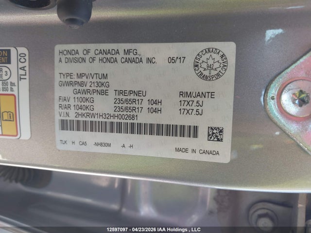 2HKRW1H32HH002681 Honda CR-V