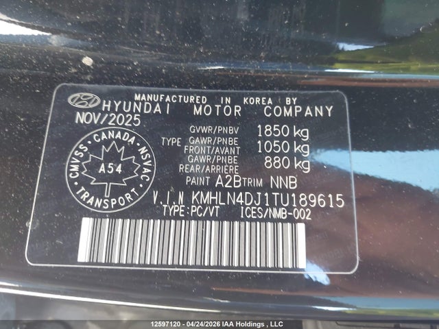 2026 Hyundai Elantra Luxury Hybrid მანქანა იყიდება აუქციონზე, vin: KMHLN4DJ1TU189615, აუქციონის ნომერი: 12597120