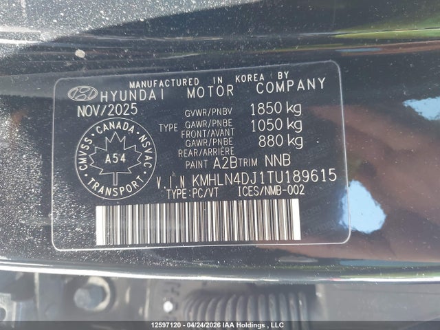 2026 Hyundai Elantra Luxury Hybrid მანქანა იყიდება აუქციონზე, vin: KMHLN4DJ1TU189615, აუქციონის ნომერი: 12597120