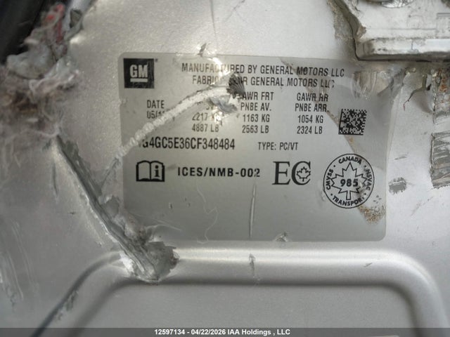 12597134 :رقم المزاد ، 1G4GC5E36CF348484 vin ، 2012 Buick Lacrosse مزاد بيع