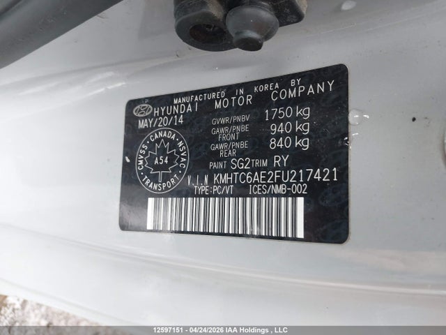 12597151 :رقم المزاد ، KMHTC6AE2FU217421 vin ، 2015 Hyundai Veloster Turbo مزاد بيع