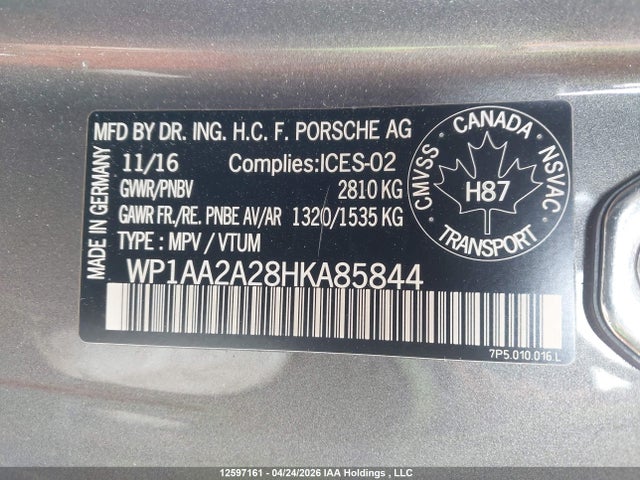 Porsche Cayenne Platinum Edition 2017 WP1AA2A28HKA85844 Image 9