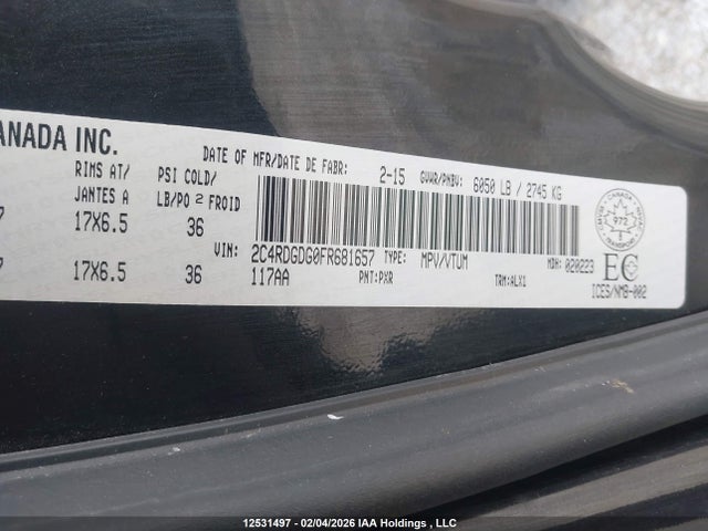 Aukcja sprzedaży 2015 Dodge Grand Caravan Crew, vin: 2C4RDGDG0FR681657, numer aukcji: 12531497