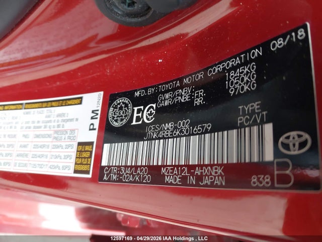 JTNK4RBE6K3016579 Toyota Corolla