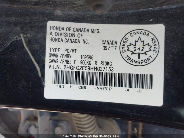 Продаж на аукціоні авто 2017 Honda Civic Lx, vin: 2HGFC2F59HH037153, номер лоту: 12597188