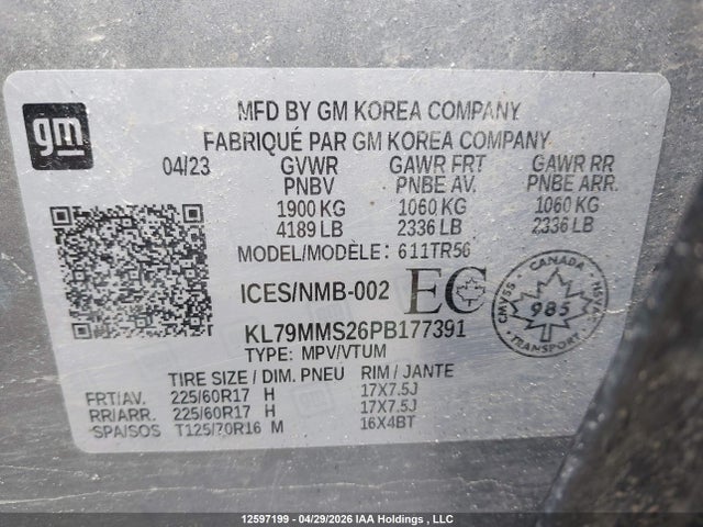 Продаж на аукціоні авто 2023 Chevrolet Trailblazer Ls, vin: KL79MMS26PB177391, номер лоту: 12597199