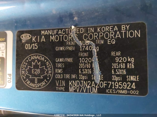 KNDJN2A20F7195924 KIA Soul