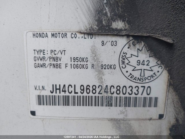 Aukcja sprzedaży 2004 Acura Tsx, vin: JH4CL96824C803370, numer aukcji: 12597241