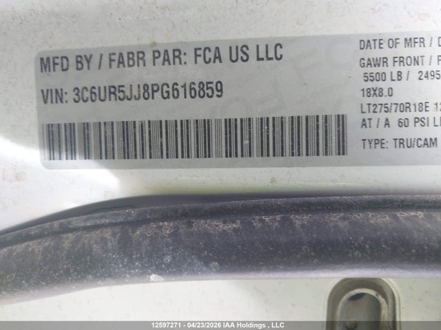 Auction sale of the 2023 Ram 2500 Big Horn, vin: 3C6UR5JJ8PG616859, lot number: 12597271