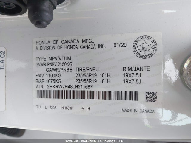 2HKRW2H48LH211687 Honda Cr-v Sport