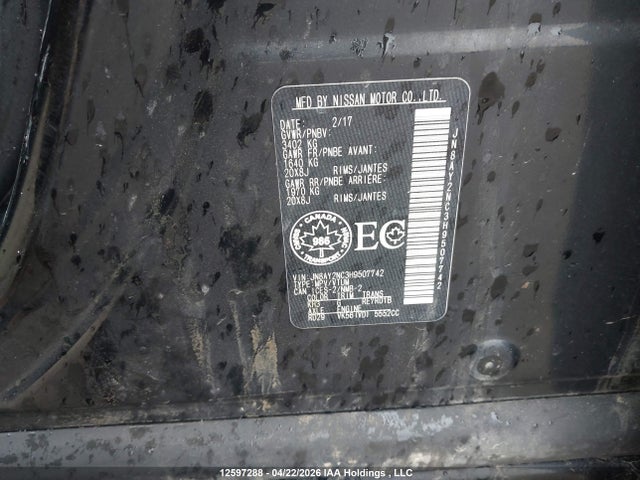 JN8AY2NC3H9507742 Nissan Armada Platinum/sl