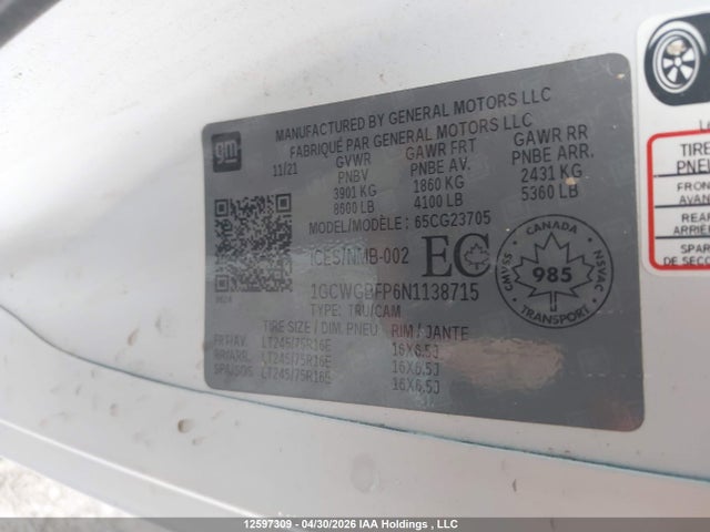 1GCWGBFP6N1138715 Chevrolet Express G2500