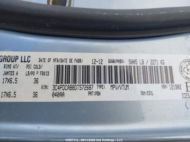 Продаж на аукціоні авто 2013 Dodge Journey Se, vin: 3C4PDCAB8DT572687, номер лоту: 12597313