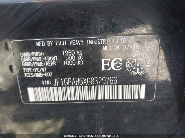 JF1GPAH6XG8329766 Subaru Impreza 2.0i Sport Package