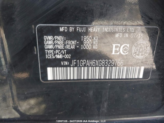 JF1GPAH6XG8329766 Subaru Impreza 2.0i Sport Package