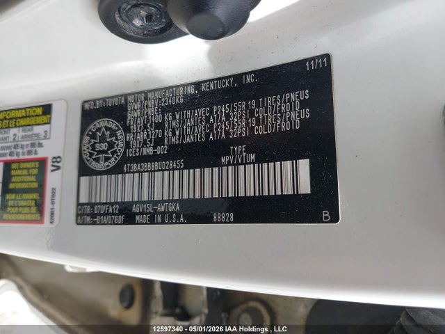 Продаж на аукціоні авто 2011 Toyota Venza, vin: 4T3BA3BB8BU028455, номер лоту: 12597340