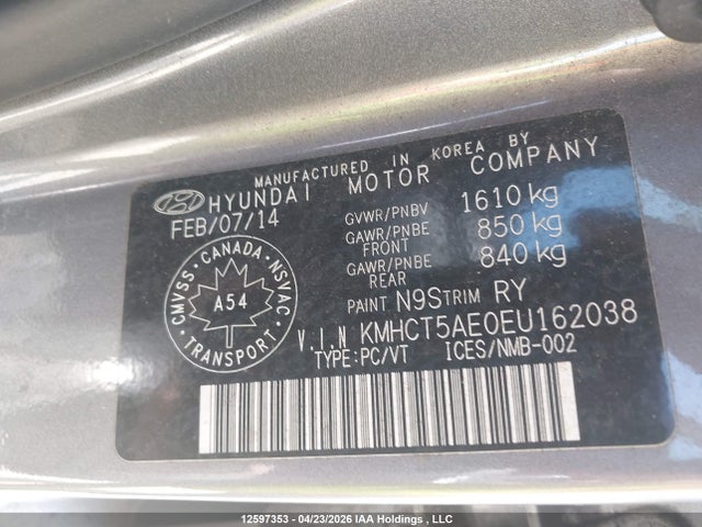 KMHCT5AE0EU162038 Hyundai Accent Gls/gs