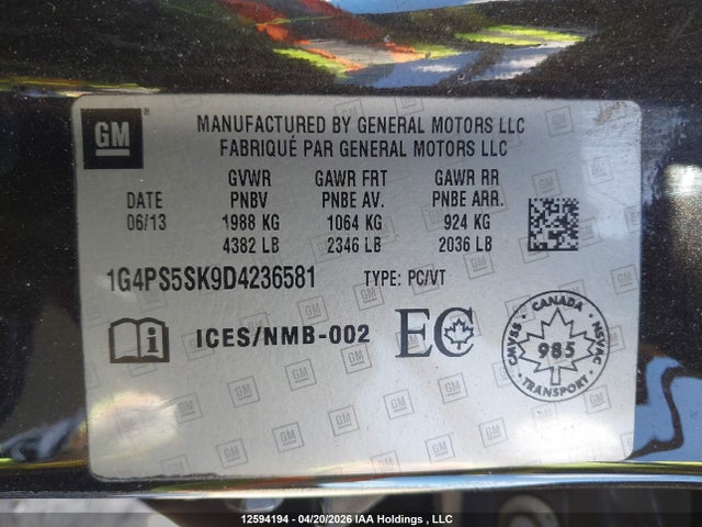 Aukcja sprzedaży 2013 Buick Verano Leather Package, vin: 1G4PS5SK9D4236581, numer aukcji: 12594194